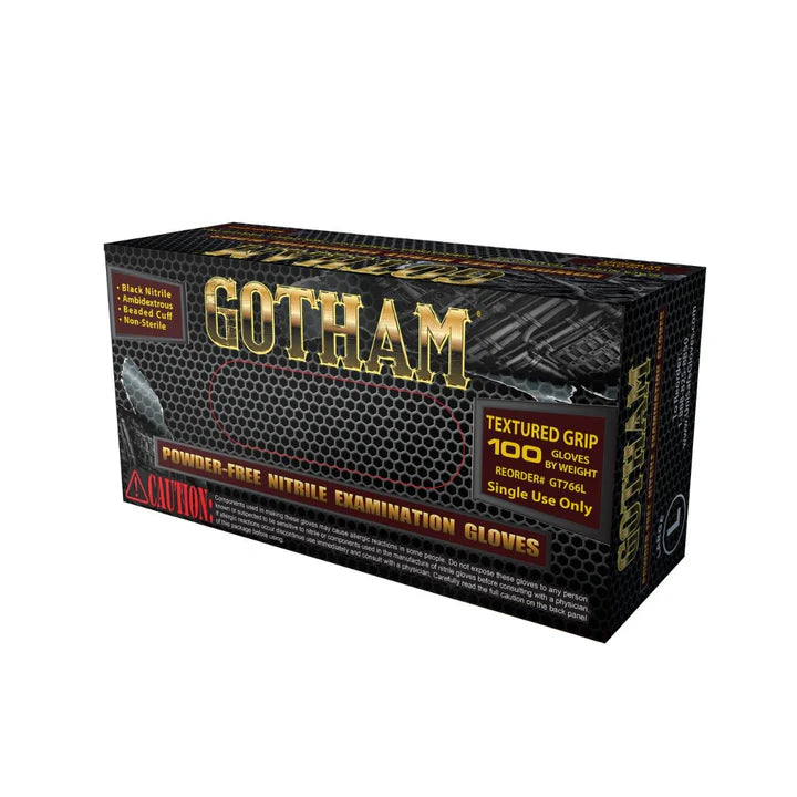 Gotham Powder Free Black Nitrile Exam Gloves, Case