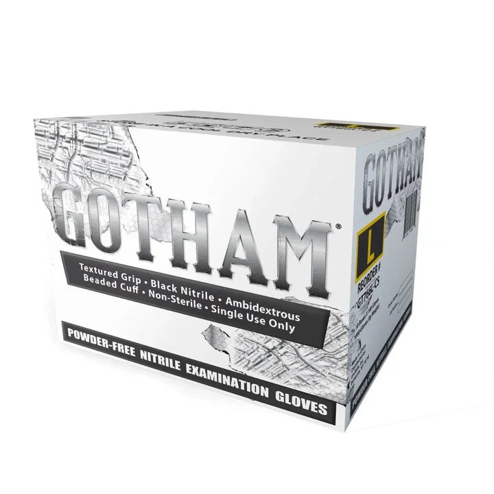 Gotham Powder Free Black Nitrile Exam Gloves, Case